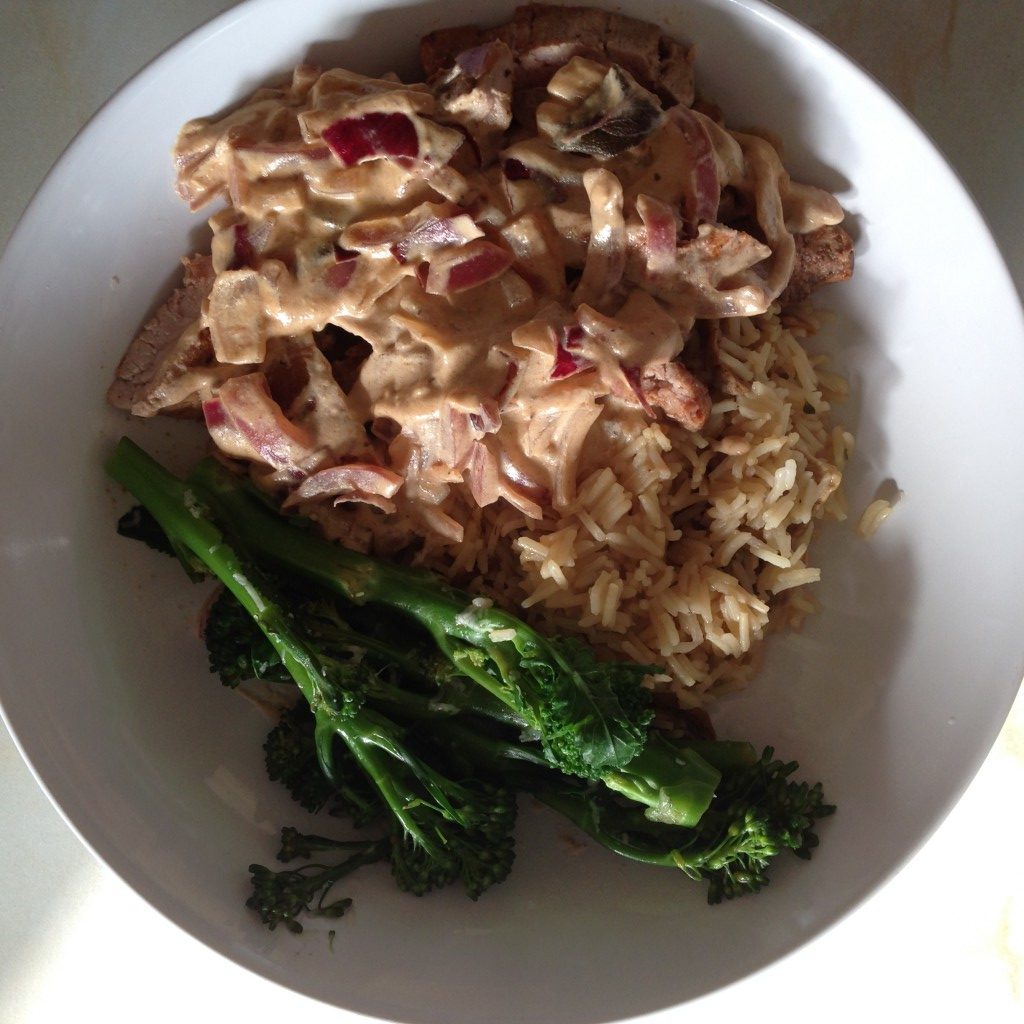 Pork Marsala with Mushroom Rice and Broccoli with Lemon and Parmesan | Hello! Hooray!