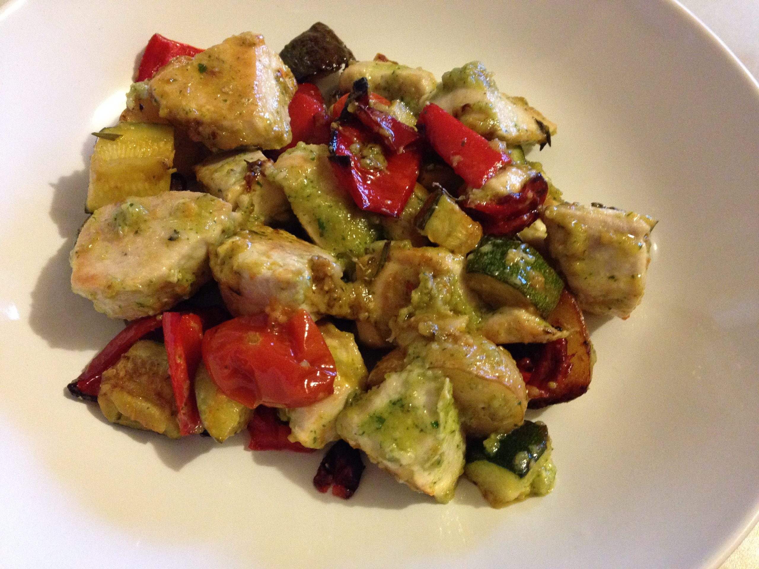Pesto chicken with roasted vegetables Hello! Hooray!