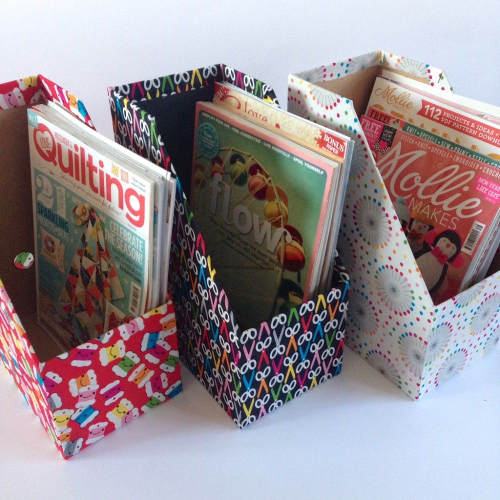 Fabric covered magazine files Hello! Hooray!